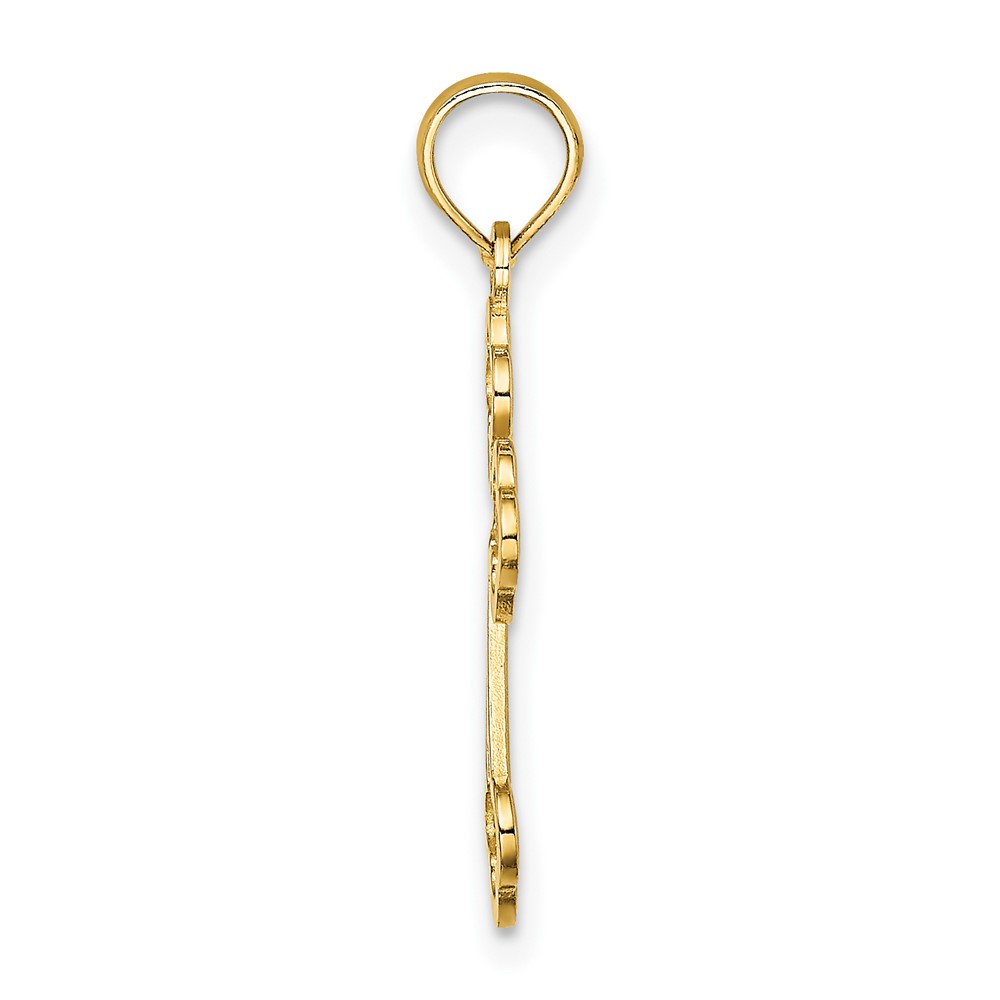 14K Lace Center Budded Cross Charm (K8506)