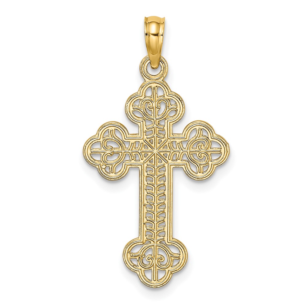 14K Cut-Out Design Cross Charm (K8512)