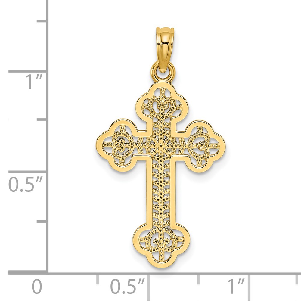 14K Cut-Out Design Cross Charm (K8512)