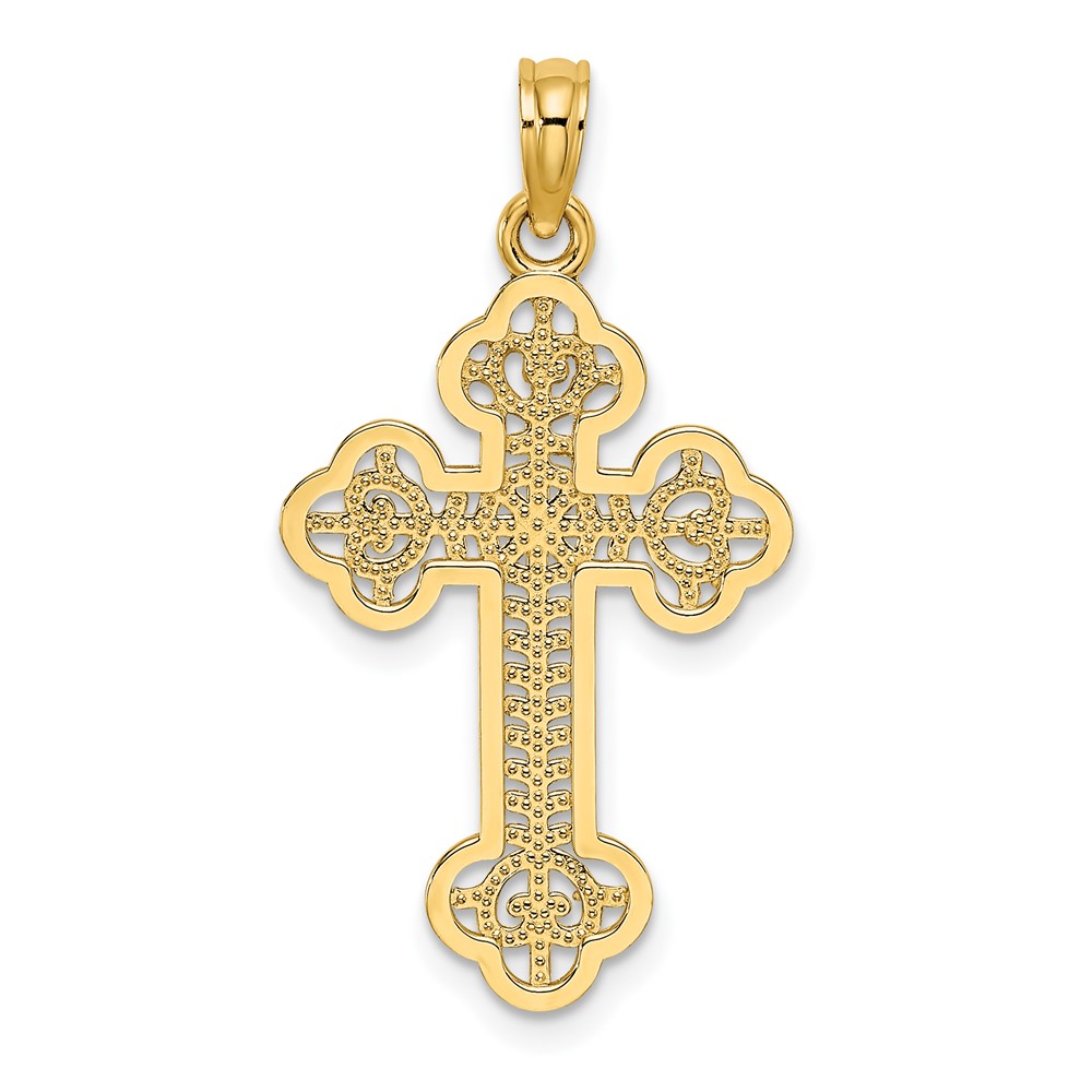 14K Cut-Out Design Cross Charm (K8512)