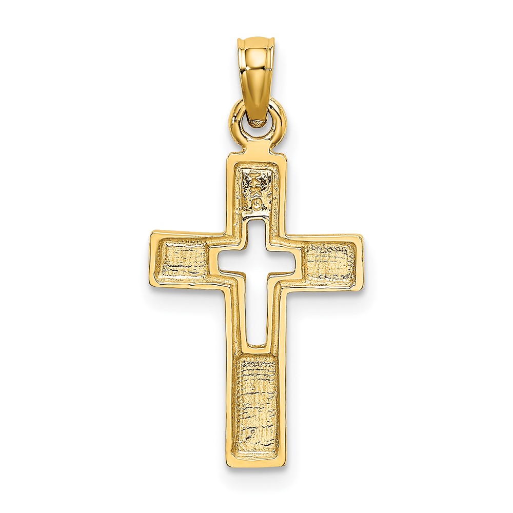 14K Polished and Cut-Out Cross Charm (K8517)