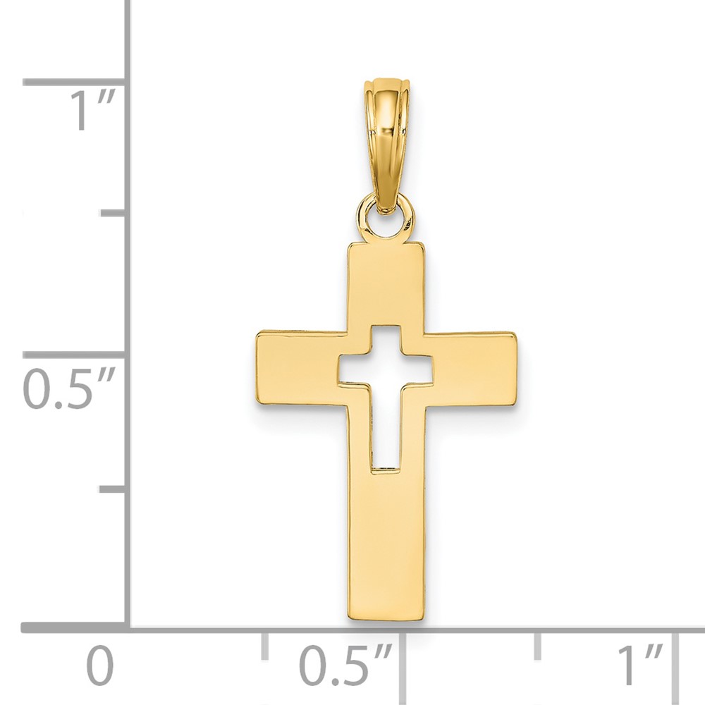 14K Polished Cut-Out Cross Charm (K8522)