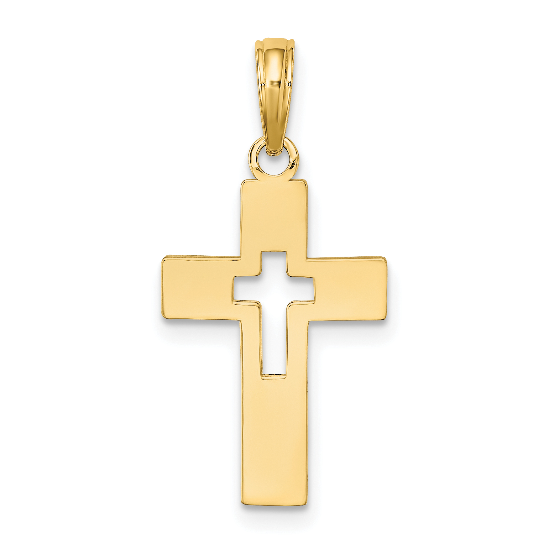 14K Polished Cut-Out Cross Charm (K8522)