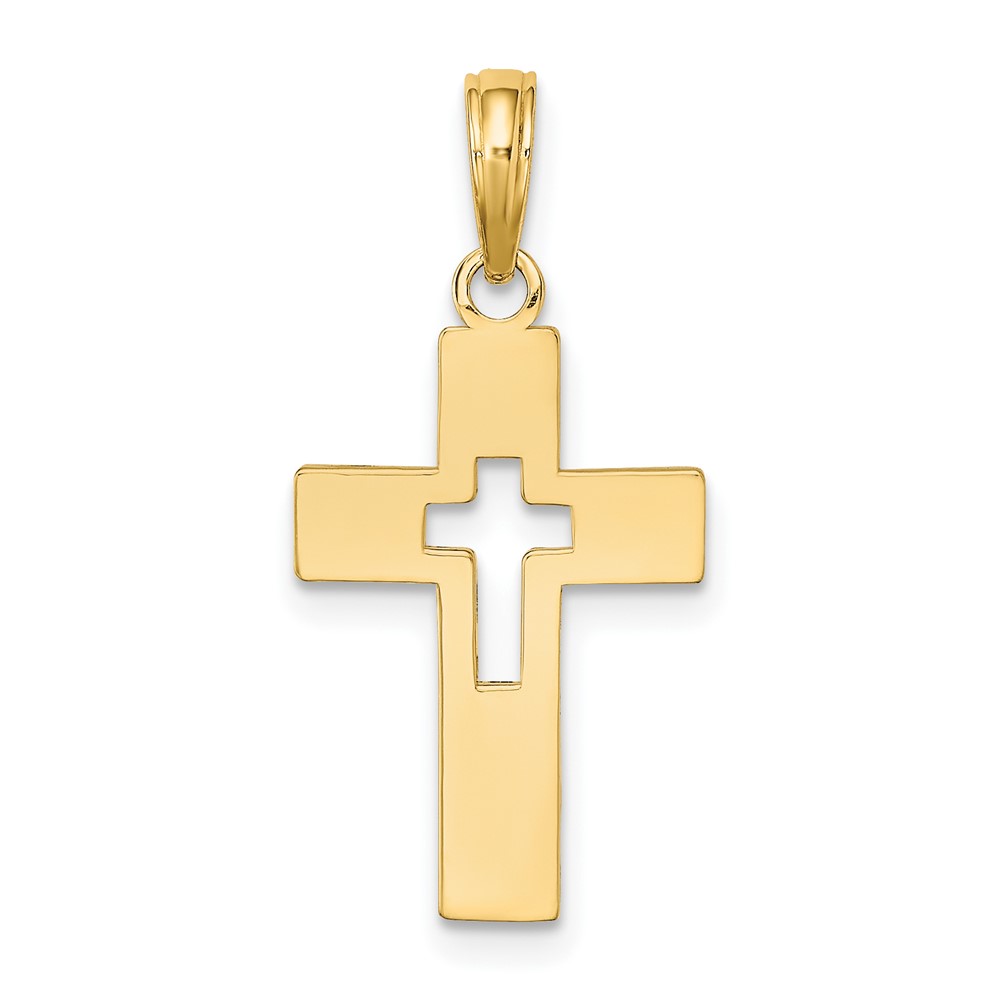 14K Polished Cut-Out Cross Charm (K8522)