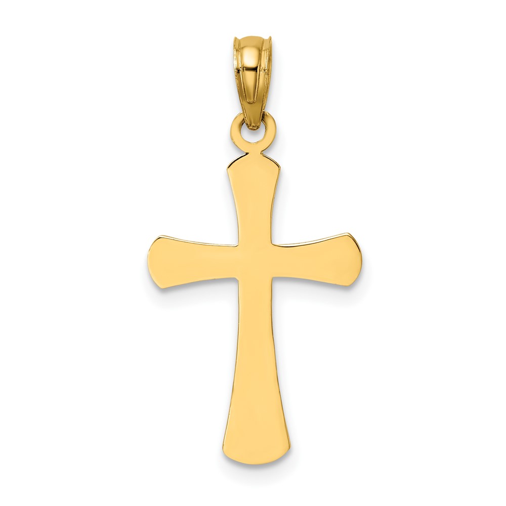 14K Polished Beveled Cross w/ Round Tips Charm (K8523)