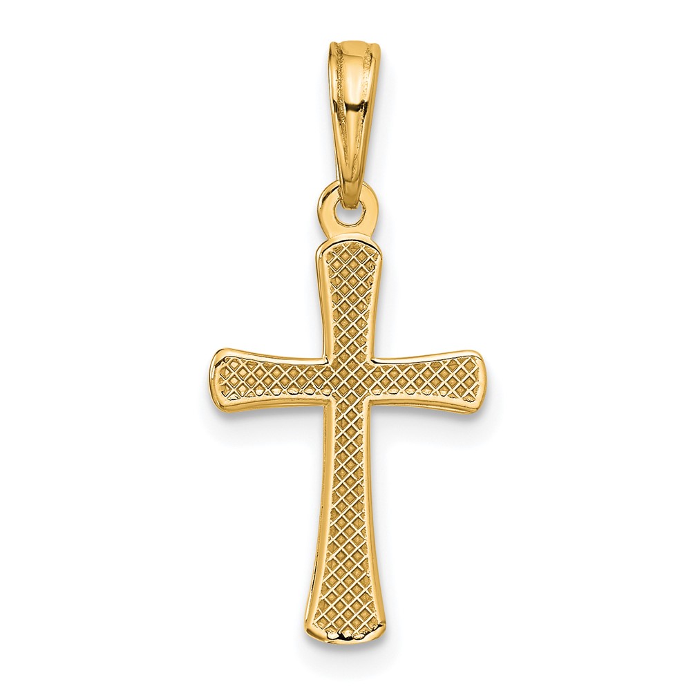 14K Polished Beveled Cross w/ Round Tips Charm (K8524)