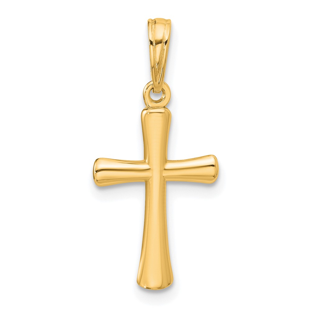 14K Polished Beveled Cross w/ Round Tips Charm (K8524)