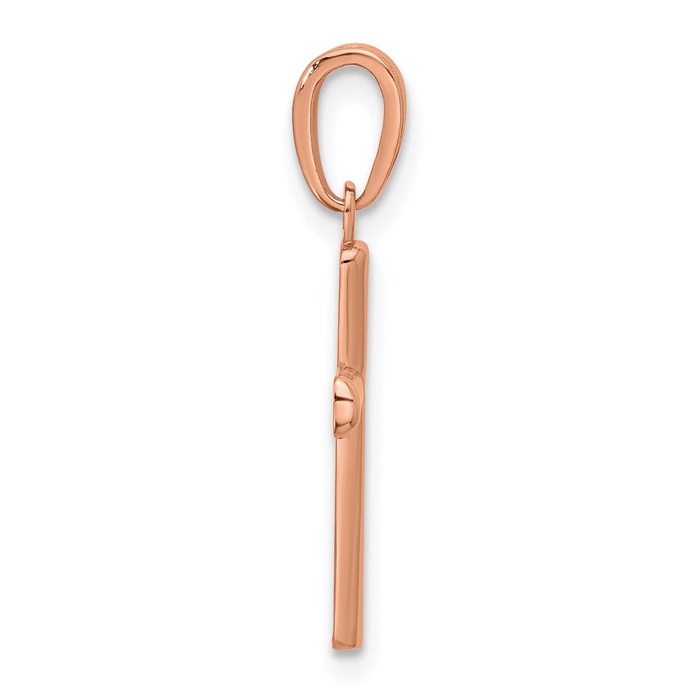 10K Rose Gold Polished Beveled Cross w/ Round Tips Charm (10K8524R)
