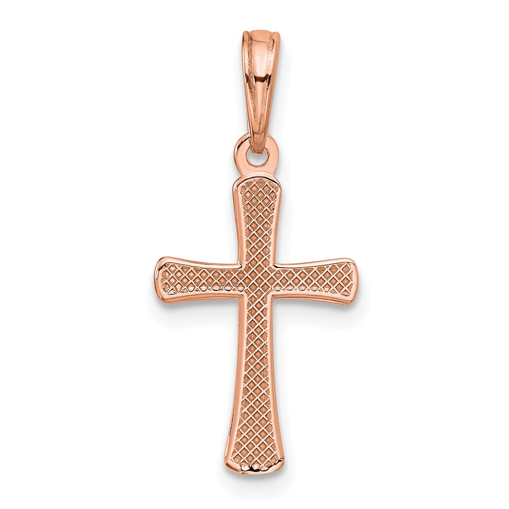 10K Rose Gold Polished Beveled Cross w/ Round Tips Charm (10K8524R)