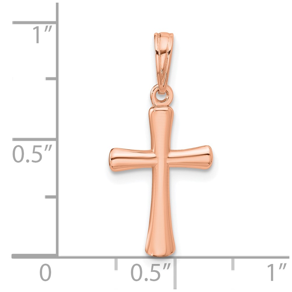 10K Rose Gold Polished Beveled Cross w/ Round Tips Charm (10K8524R)