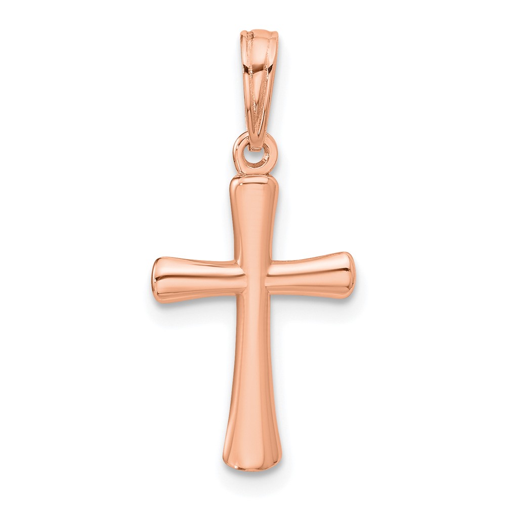10K Rose Gold Polished Beveled Cross w/ Round Tips Charm (10K8524R)