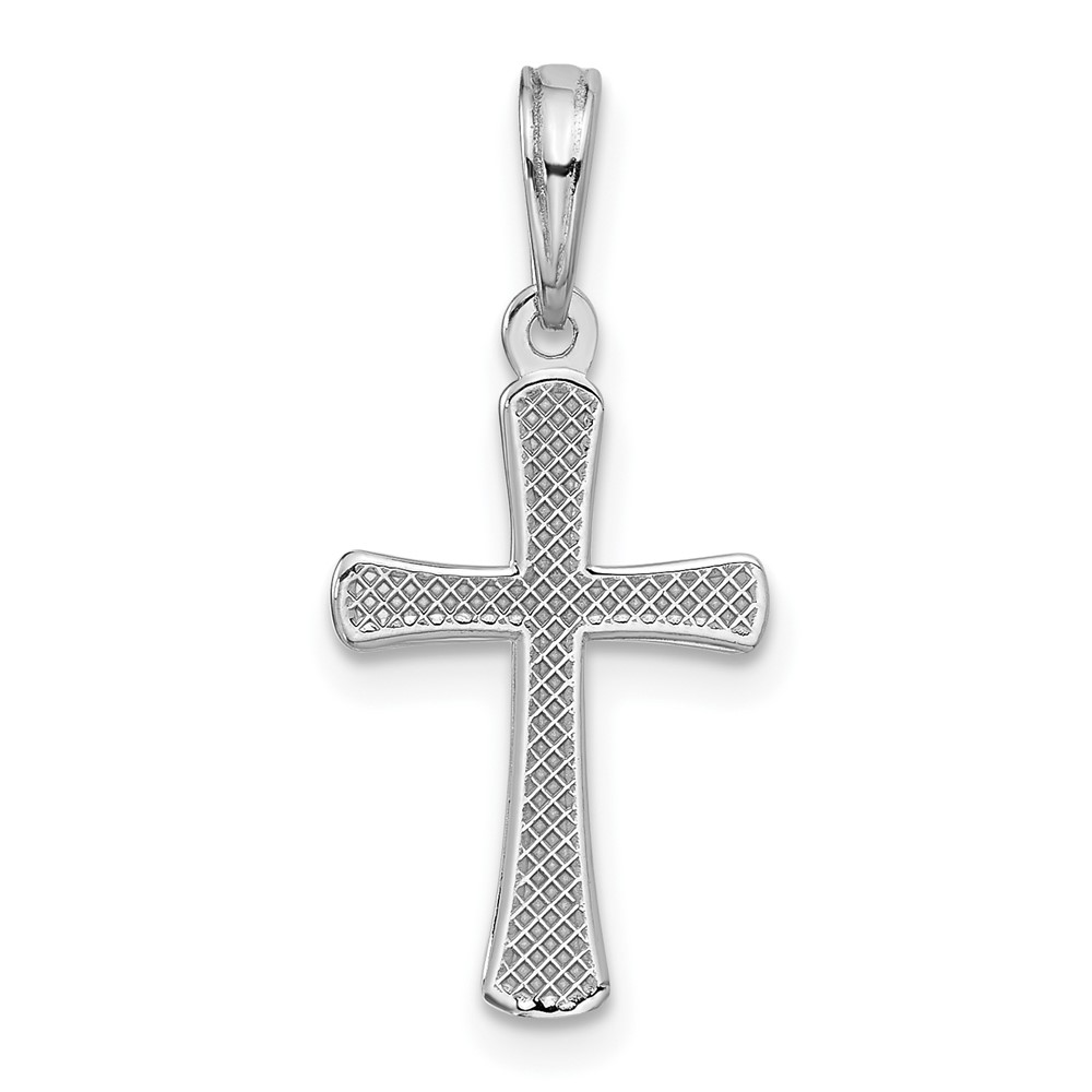 10K White Gold Polished Beveled Cross w/ Round Tips Charm (10K8524W)