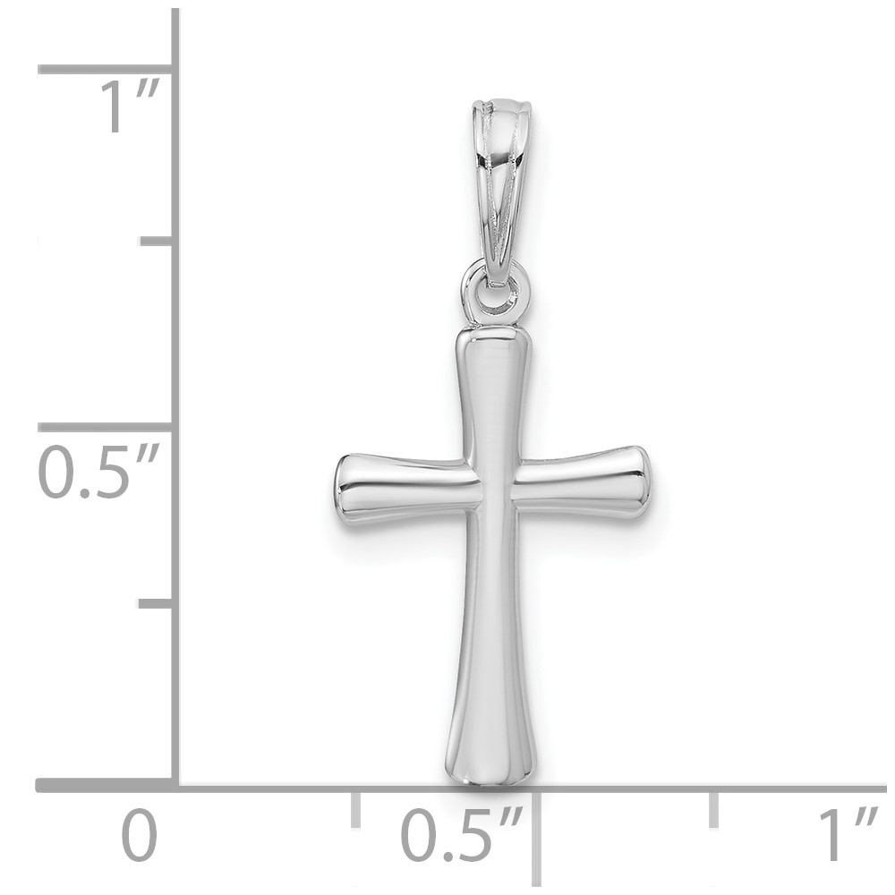 10K White Gold Polished Beveled Cross w/ Round Tips Charm (10K8524W)
