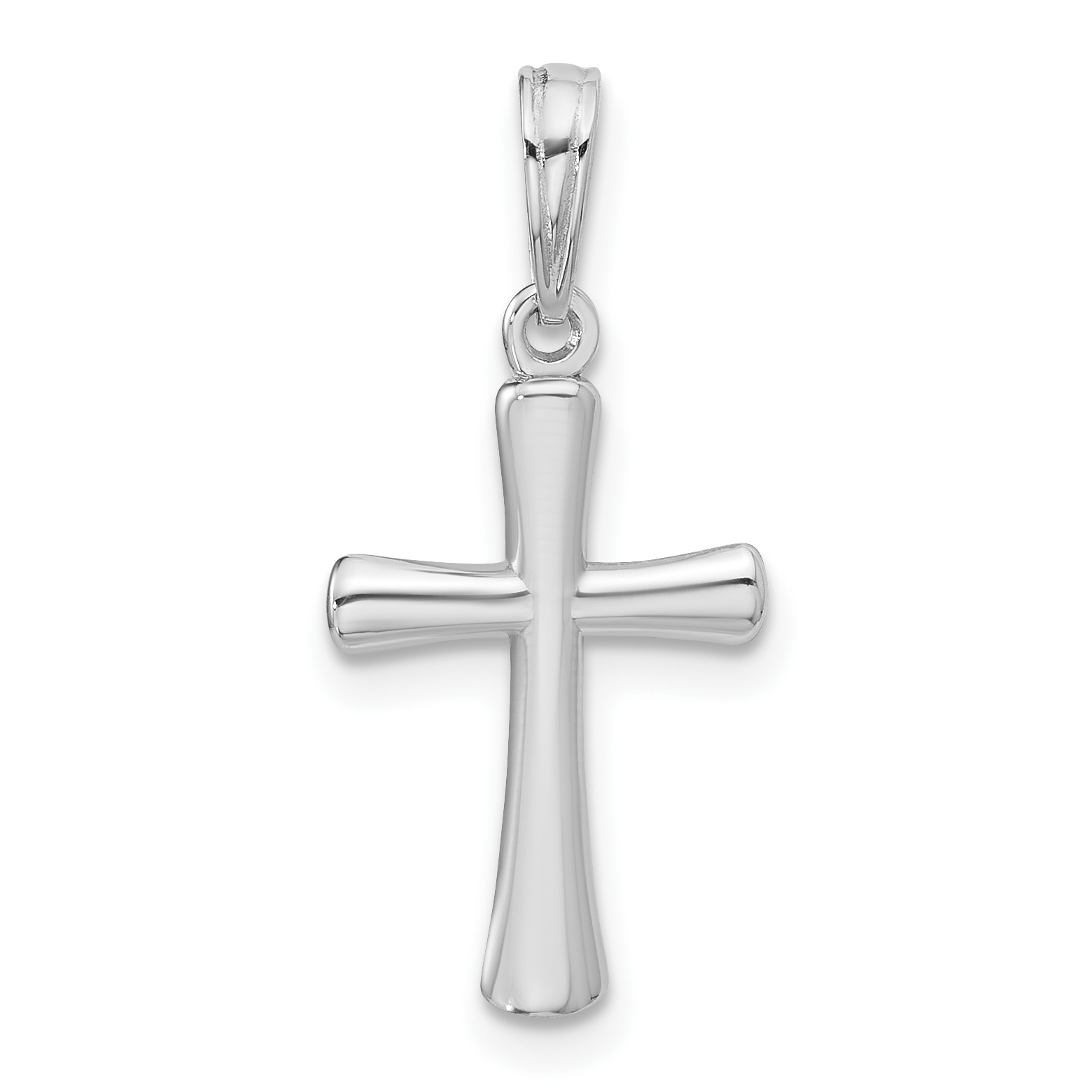 10K White Gold Polished Beveled Cross w/ Round Tips Charm (10K8524W)