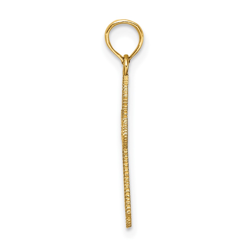 14K D/C w/ Beaded Edge Cross Charm (K8526)