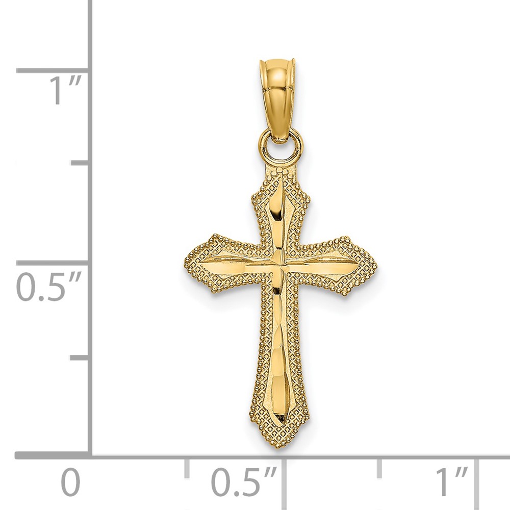 14K D/C w/ Beaded Edge Cross Charm (K8526)