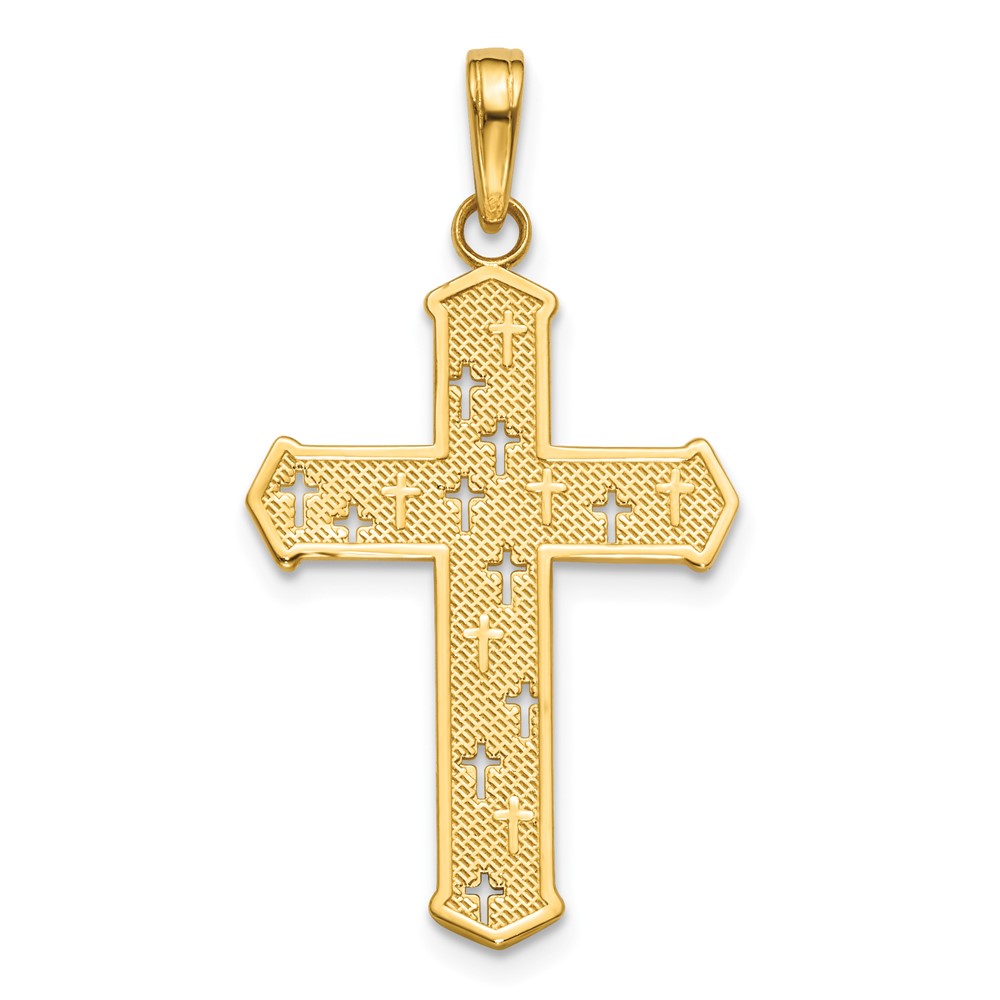14K Arrow Tip Cross W/ Cross Accents Charm (K8527)