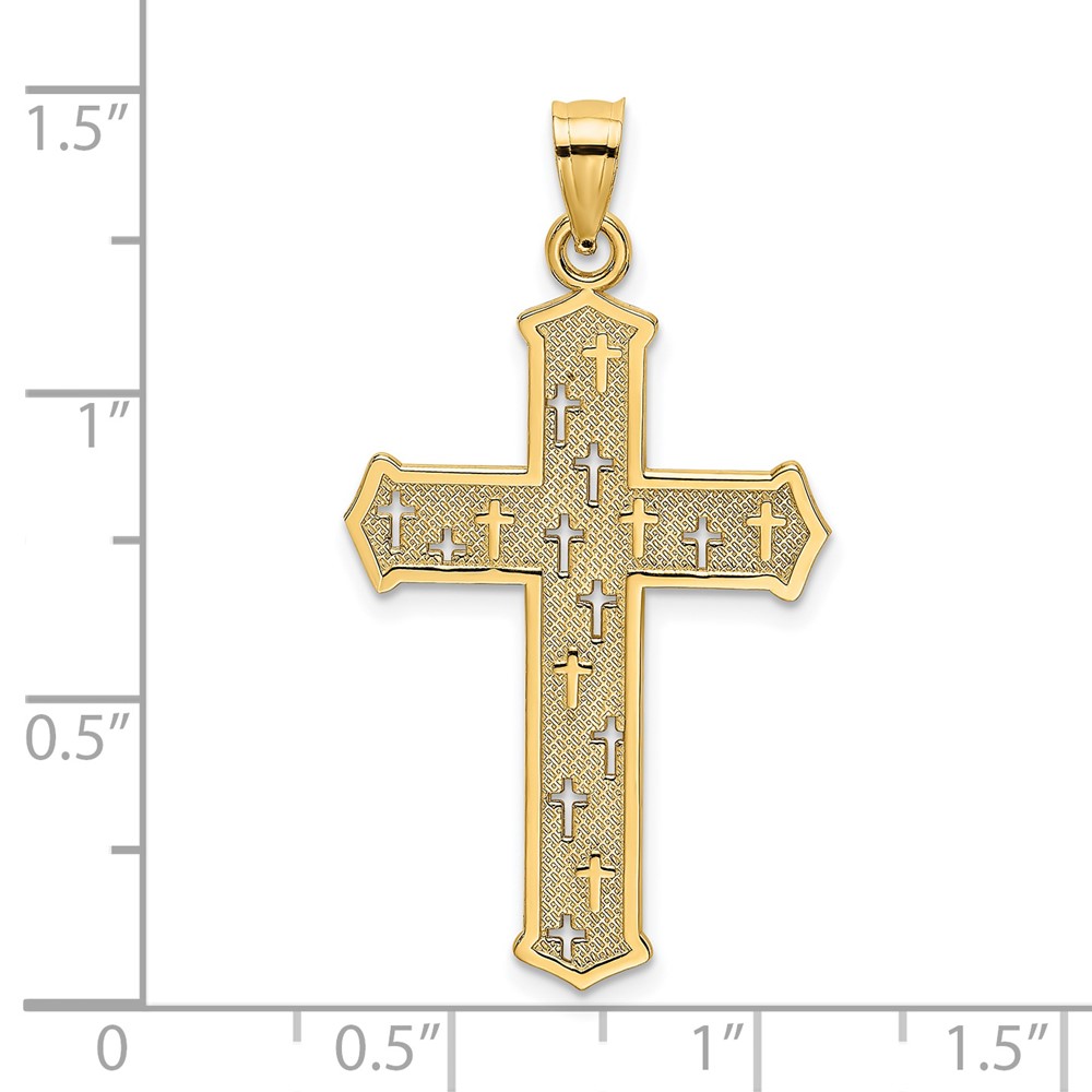 14K Arrow Tip Cross W/ Cross Accents Charm (K8527)