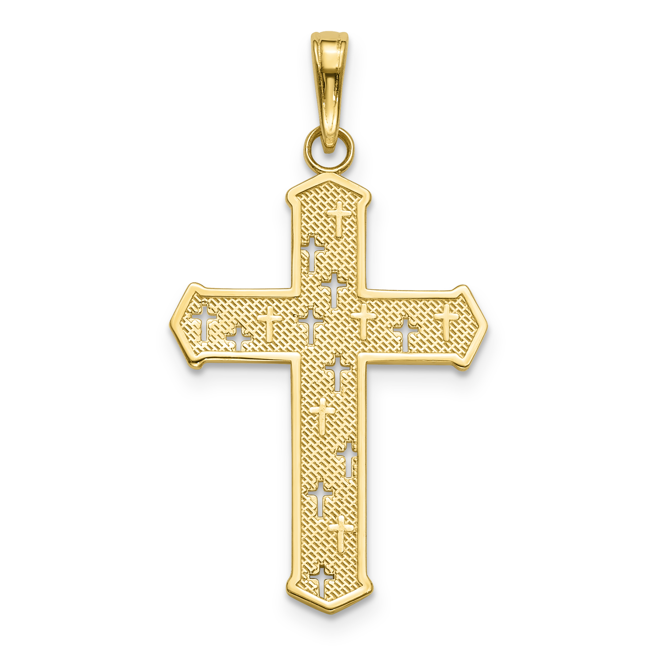 14K Arrow Tip Cross W/ Cross Accents Charm (K8527)