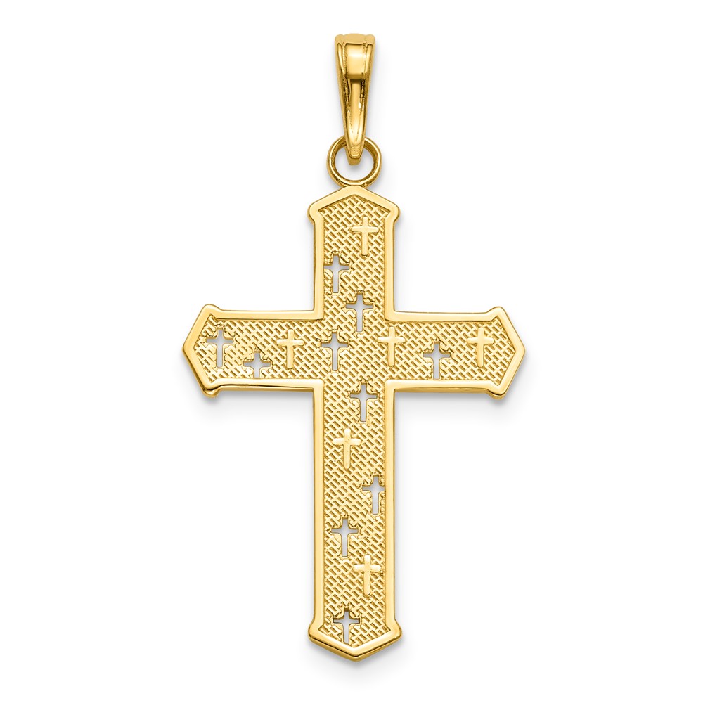 14K Arrow Tip Cross W/ Cross Accents Charm (K8527)
