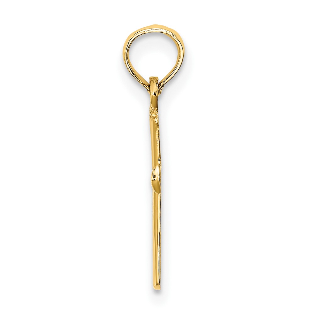 14K Polished Beveled Cross w/ Round tips Charm (K8539)