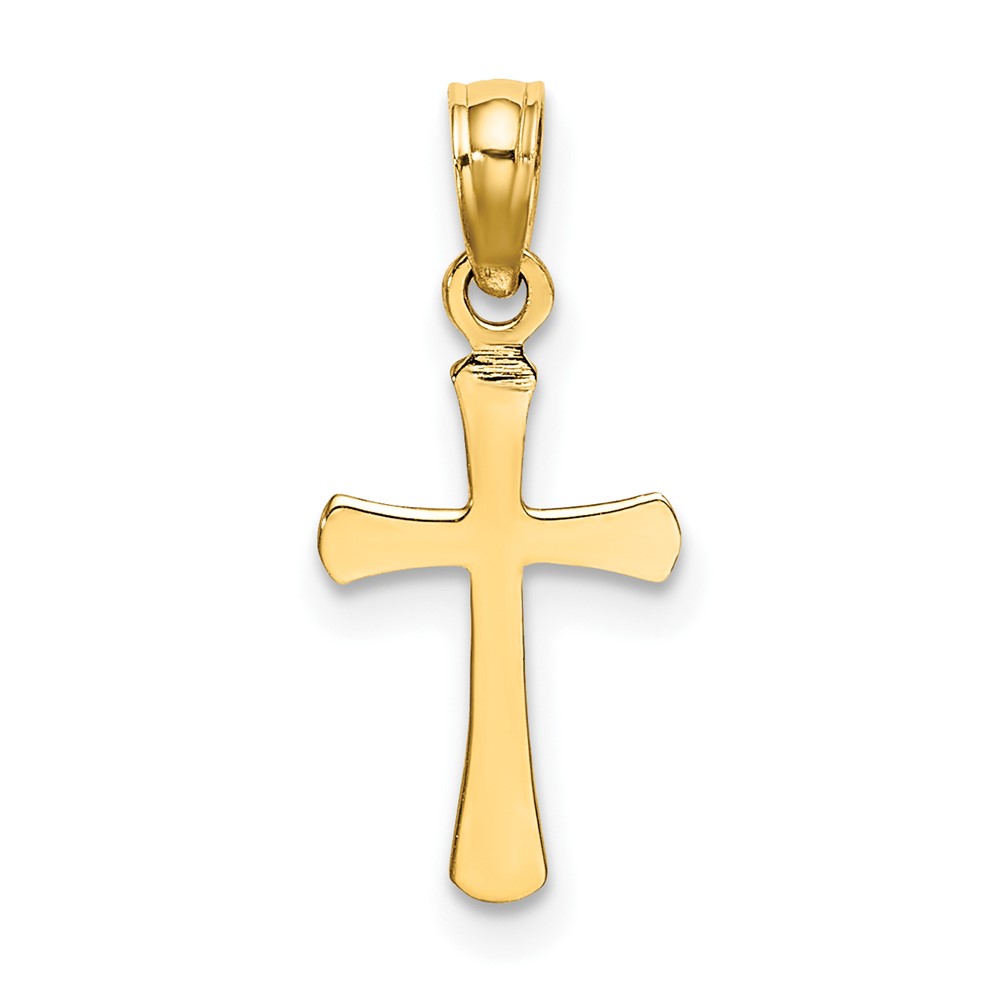 14K Polished Beveled Cross w/ Round tips Charm (K8539)