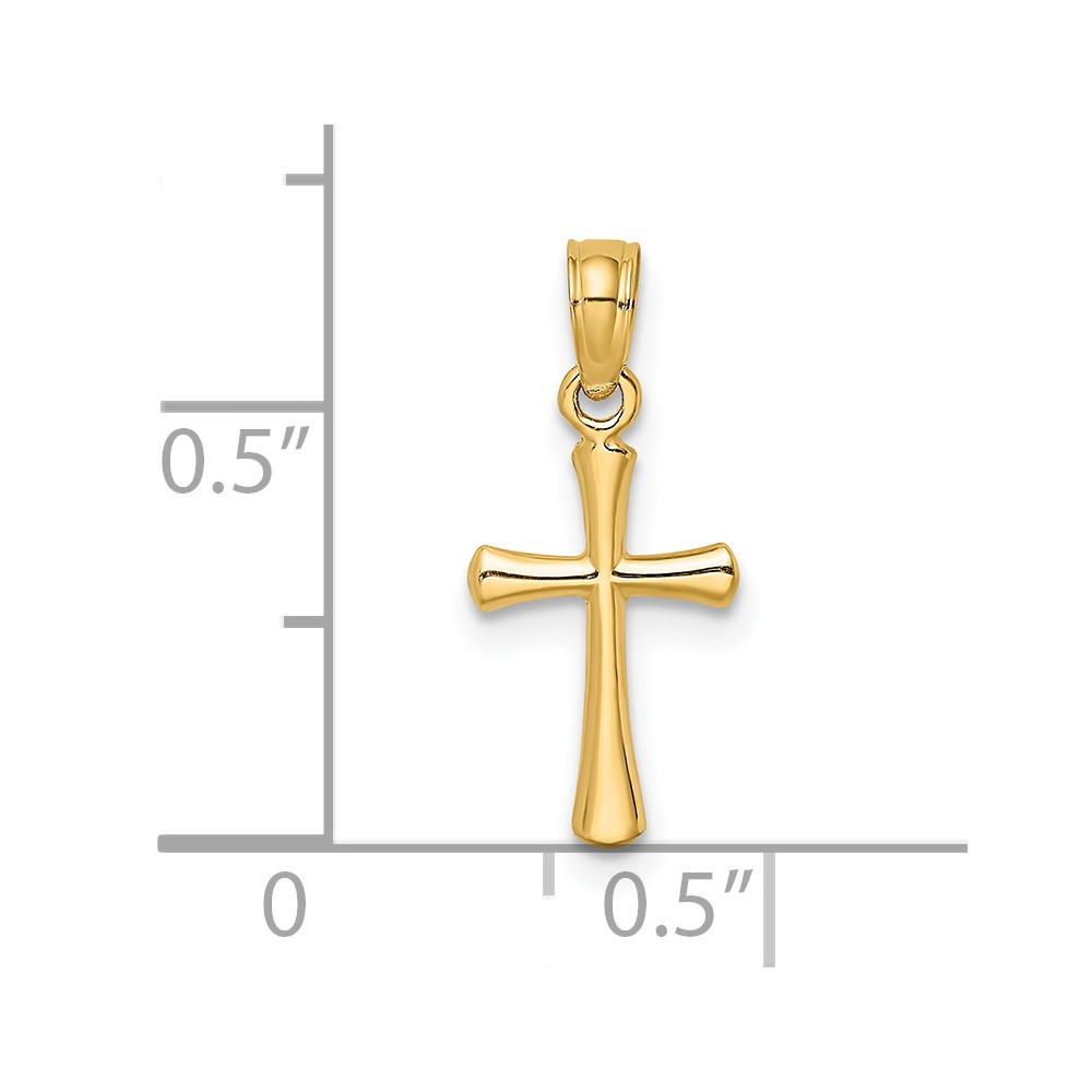 14K Polished Beveled Cross w/ Round tips Charm (K8539)