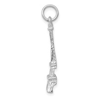 14K White Gold Solid Polished Eiffel Tower Charm view 2
