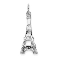 14K White Gold Solid Polished Eiffel Tower Charm view 3