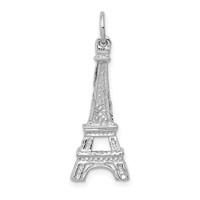 14K White Gold Solid Polished Eiffel Tower Charm view 1