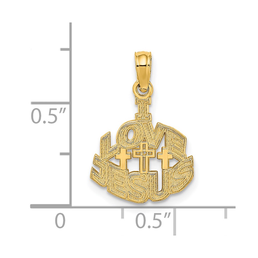 14K I LOVE JESUS Cross Charm (K8557)