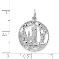 14K White Gold Solid Polished New York Skyline Charm view 4