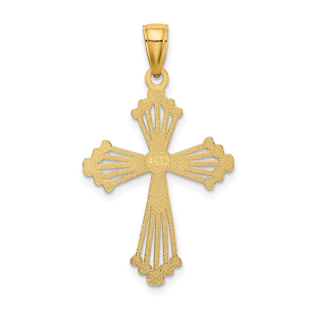 14K D/C and Cut-Out Stripes W/ Heart In Center Cross Charm (K8563)