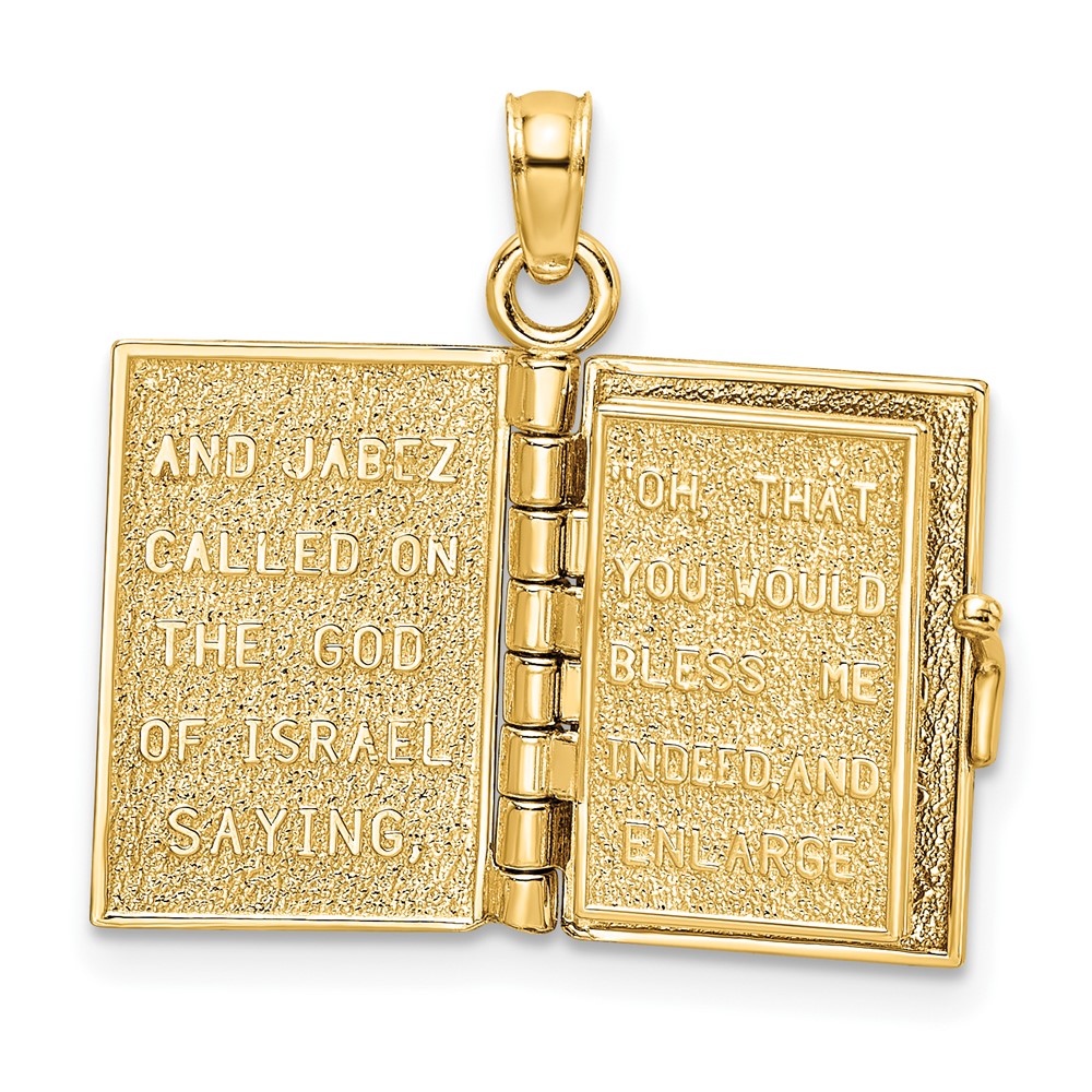 14K 3-D w/ Moveable Pages Prayer Of Jabez Book Charm (K8565)