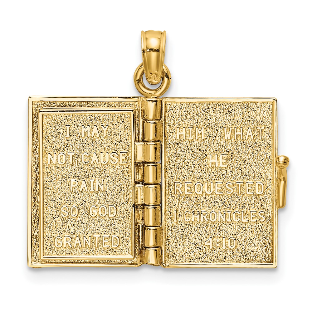 14K 3-D w/ Moveable Pages Prayer Of Jabez Book Charm (K8565)