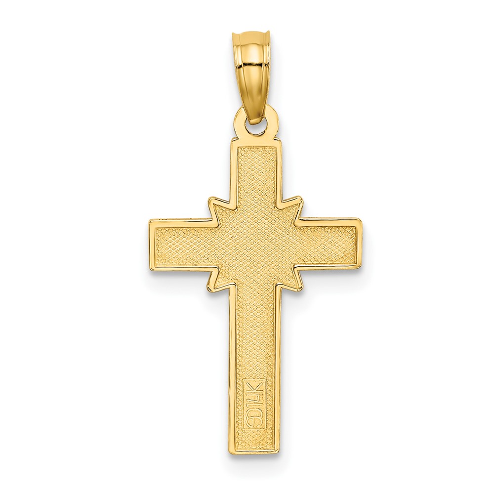 14K D/C Etched Cross Charm (K8574)