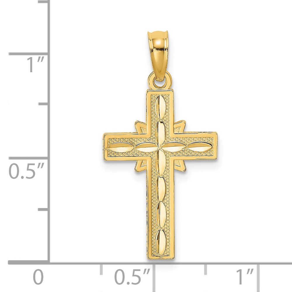 14K D/C Etched Cross Charm (K8574)