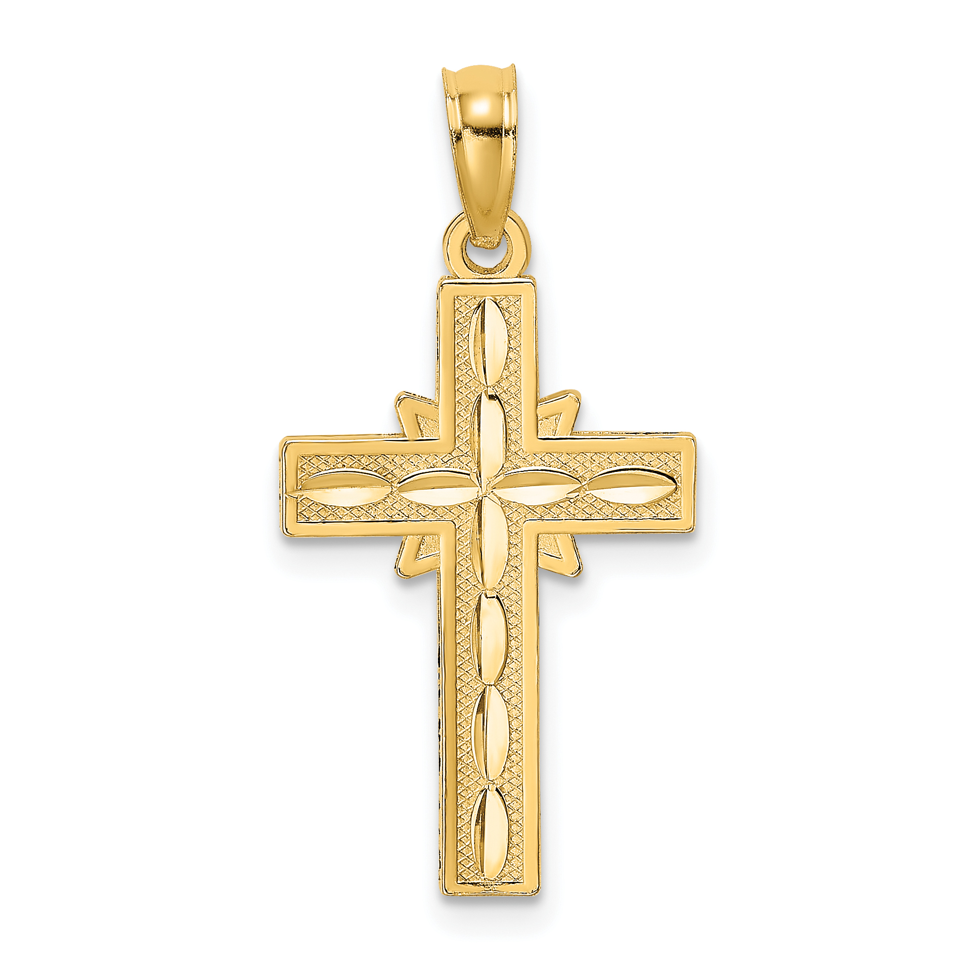 14K D/C Etched Cross Charm (K8574)