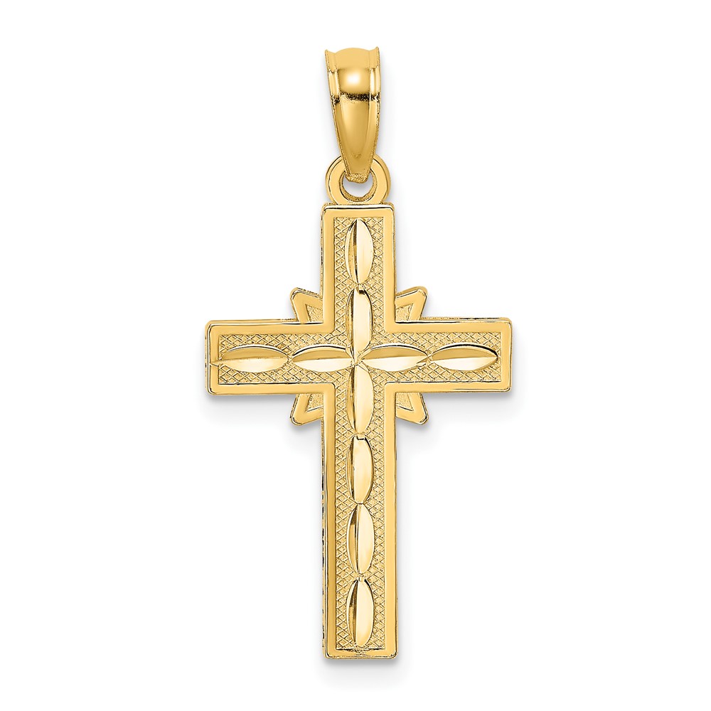 14K D/C Etched Cross Charm (K8574)