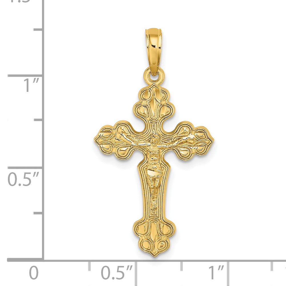 14K D/C Crucifix W /Fancy Tips Charm (K8578)