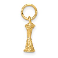 14K Yellow Gold Solid Polished Seattle Space Needle Charm view 2