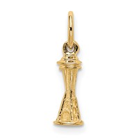 14K Yellow Gold Solid Polished Seattle Space Needle Charm view 3