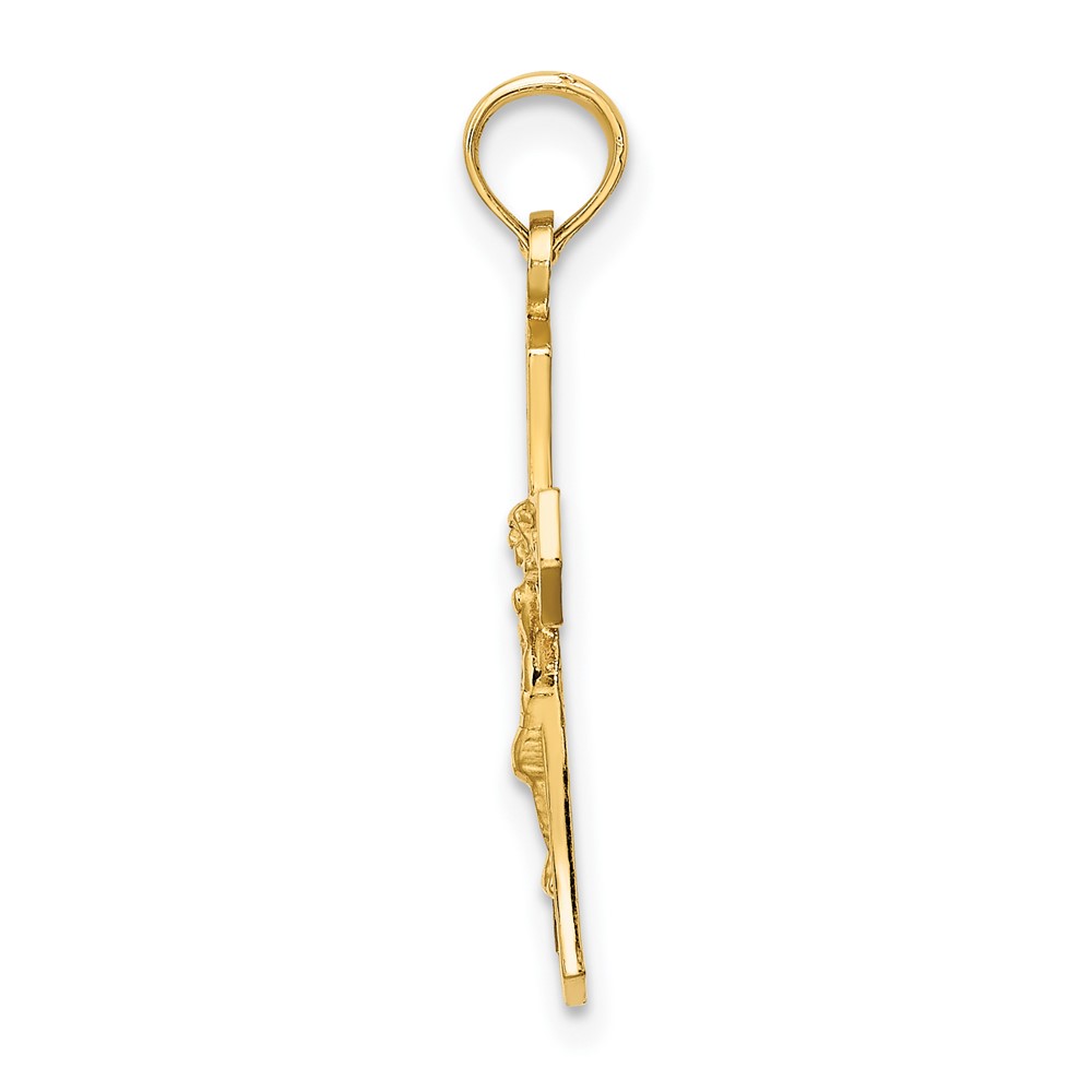 14K Crucifix W/ Beveled Edges Charm (K8582)