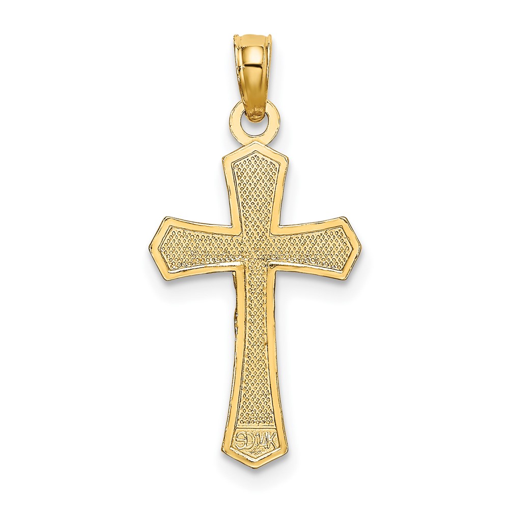 14K Crucifix W/ Beveled Edges Charm (K8582)