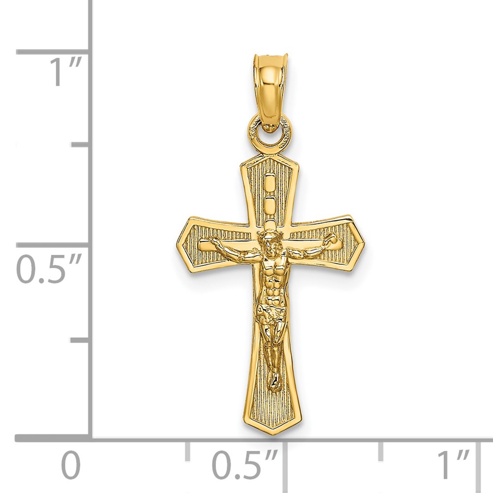 14K Crucifix W/ Beveled Edges Charm (K8582)