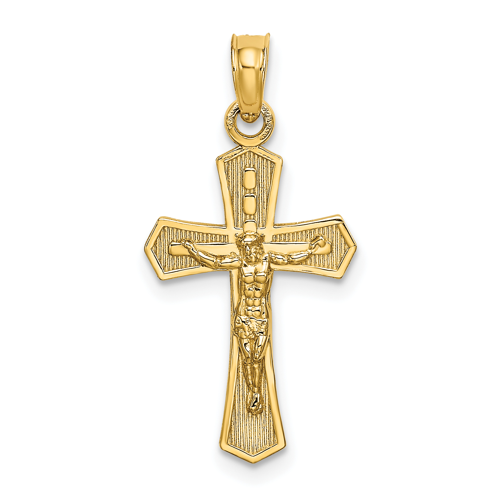 14K Crucifix W/ Beveled Edges Charm (K8582)