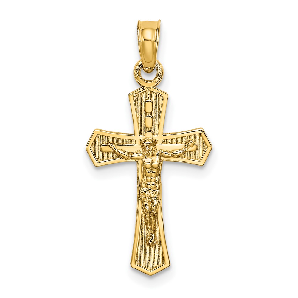 14K Crucifix W/ Beveled Edges Charm (K8582)