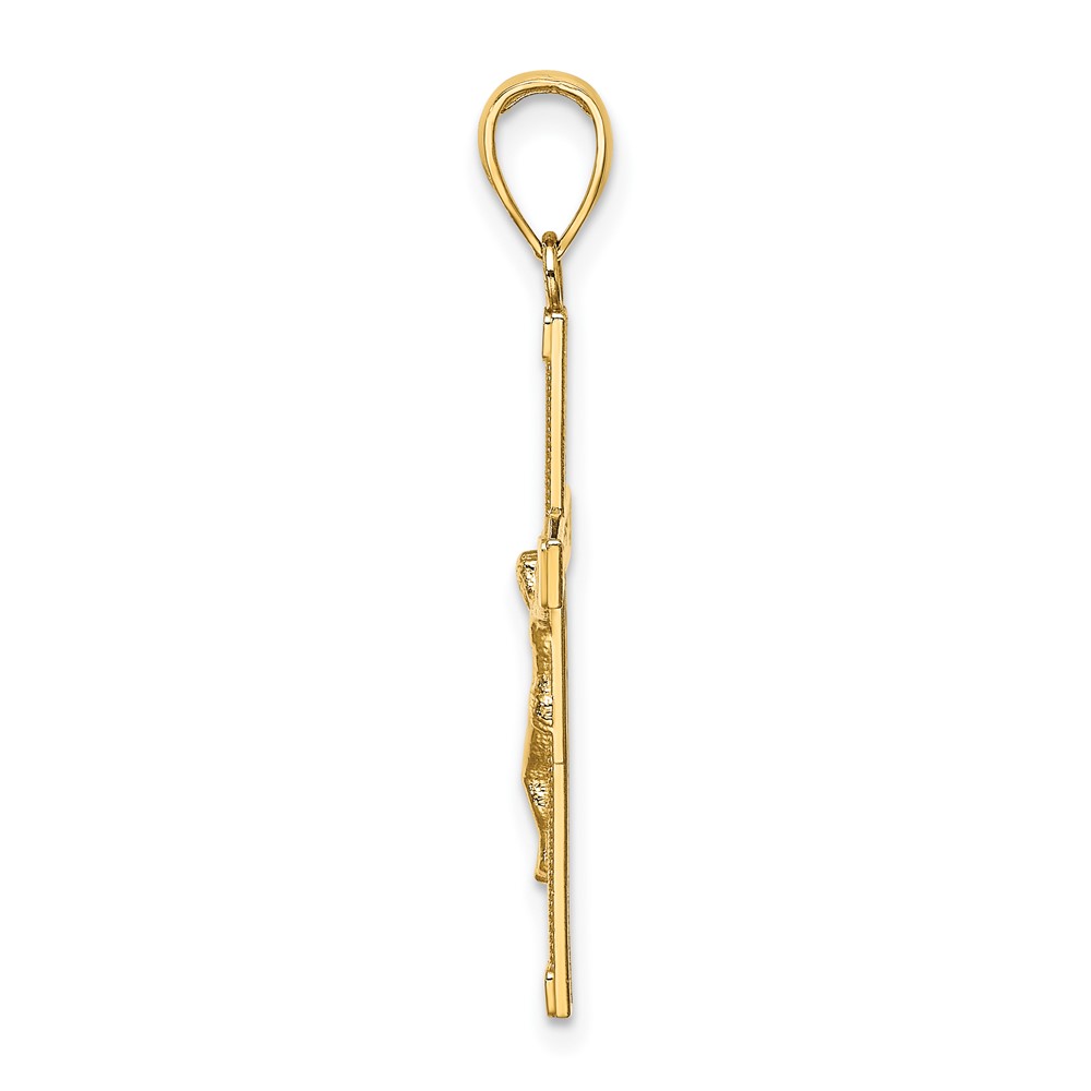 14K Polished and Textured Crucifix Charm (K8584)