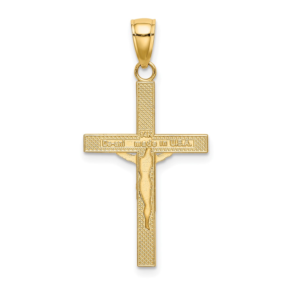 14K Polished and Textured Crucifix Charm (K8584)
