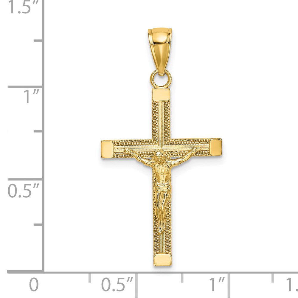 14K Polished and Textured Crucifix Charm (K8584)